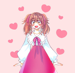 ロリータ服の女性　赤色