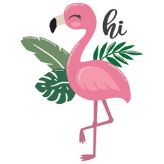 Flamingo ornament vector cartoon illustration