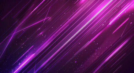 Obraz premium Neon purple glowing lines on a dark background, an abstract futuristic light effect with neon arrow shapes