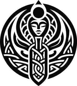 recommend clip art: osiris, Pharaoh in silhouete with celtic knot pattern illustration