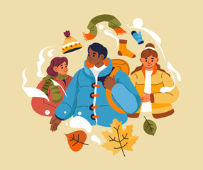 Cozy Autumn Warm Clothes and Leaves