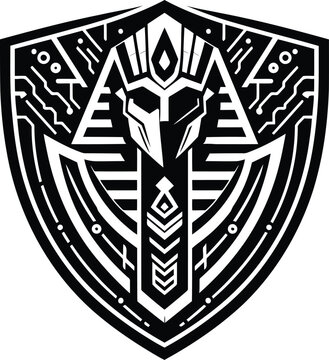 recommend clip art: osiris, Pharaoh silhouete with cyberpunk pattern illustration