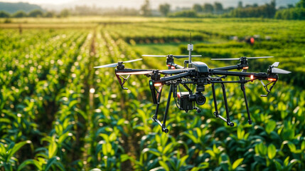 Dron Agrícola sobre Campos de Cultivo