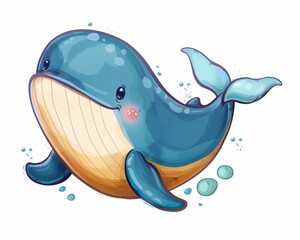 Playful Illustrations of Adorable Sea Animals Against a White Background