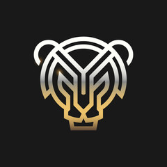 Golden tiger head symbol vector illustration