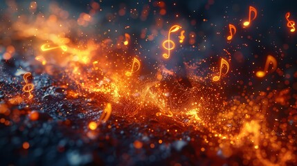 Symphony of Hyper-Realism: Music Notes in Ultra Detailed HD Quality