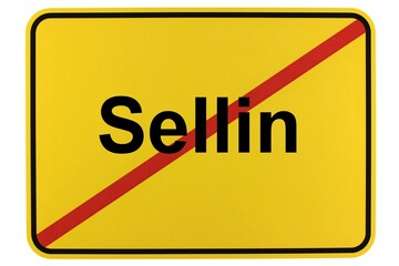 Illustration eines Ortsschildes der Gemeinde Sellin in Mecklenburg-Vorpommern