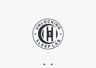 letter ch with key logo design vector silhouette illustration