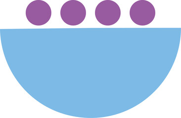 A blue bowl with purple dots on it