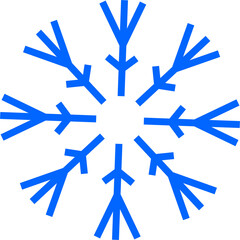 A blue snowflake with many branches