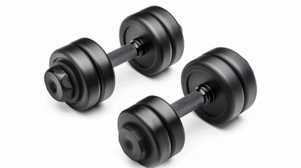 Dumbbell weight fitness equipment on a white background.