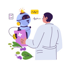 Robot Assisting Doctor Modern Scene