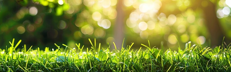 Fototapeta premium Lush Green Garden Grass in Close-Up
