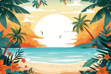 Summer Background illustration created with Generative AI