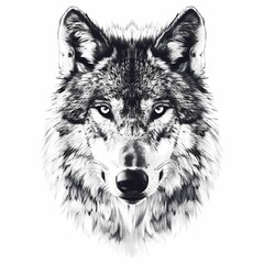 Wolf head on white background. Generative ai.