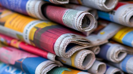 The Rolled Colorful Newspapers