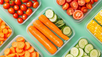Different types of colorful vegetables neatly arranged on a table, showcasing a diverse selection of fresh produce