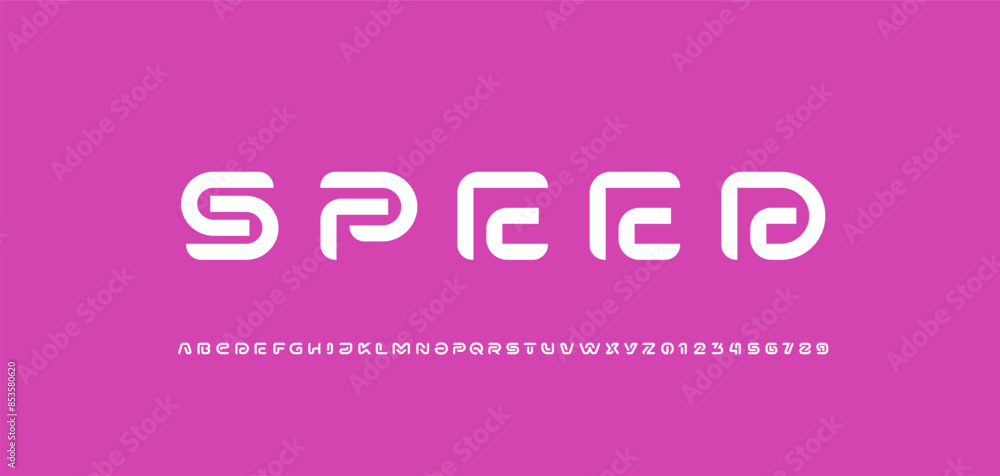 Poster trendy font alphabet from segment line