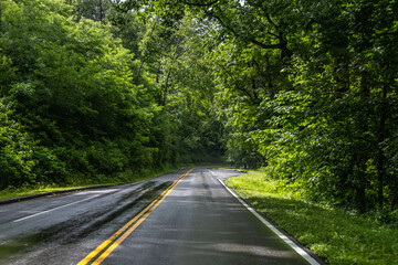A long way down the road going to Great Smokey Mountains NP, Tennessee