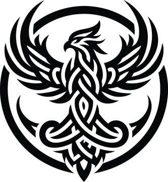 recommend clip art: phoenix in silhouete with celtic knot pattern illustration