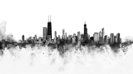 Silhouette of Chicago skyline on white background