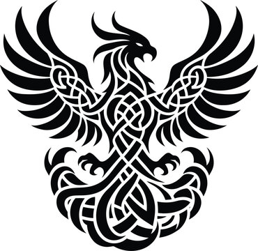 recommend clip art: phoenix in silhouete with celtic knot pattern illustration