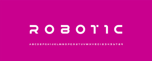 Technology font alphabet made robotic style