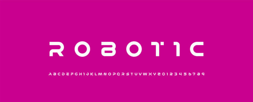Technology font alphabet made robotic style