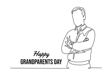Happy Grand Parents Day Concept. Single line draw design vector graphic illustration.