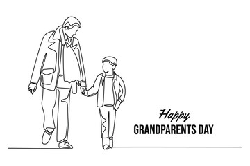 Obraz premium Happy Grand Parents Day Concept. Single line draw design vector graphic illustration.
