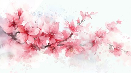 Soft pastel watercolor depiction of cherry bloss 