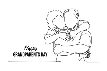 Happy Grand Parents Day Concept. Single line draw design vector graphic illustration.