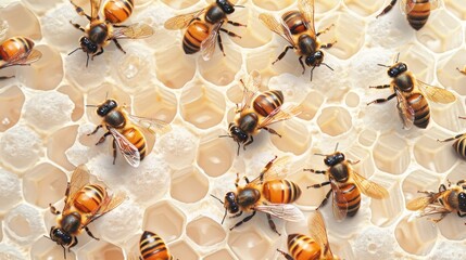 The bees on honeycomb