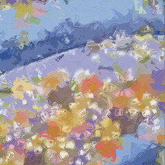 Oil paintings and various flowers, lotus leaves, lotus flowers, goldfish ponds, chrysanthemums, rose