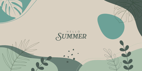 Summer background with tropical leaves