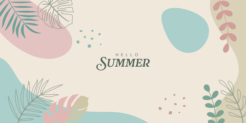 Summer background with tropical leaves