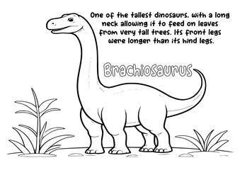 coloring book dinosaur and unique fact about Brachiosaurus