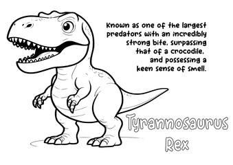 coloring book dinosaur and unique fact about Tyrannosaurus Rex