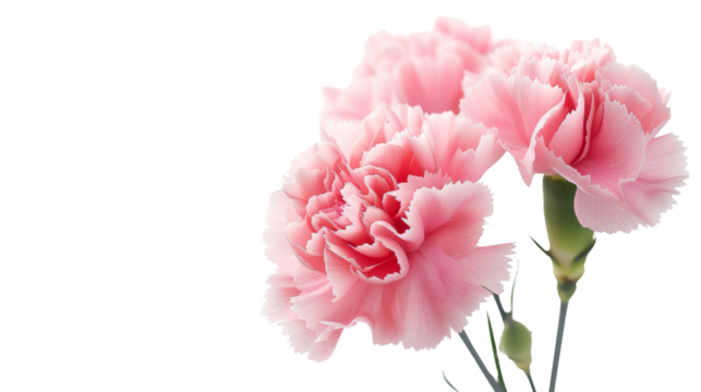 Carnation pink flower on white background