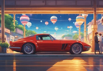 illustration of a person and the sparkle of big and small stars in anime and cartoon style