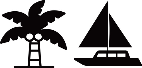 ヤシの木　ヨット　アイコン