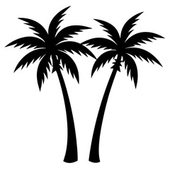 Obraz premium Coconut Tree Silhouette Vector Illustration Tropical Design for Creative Projects.