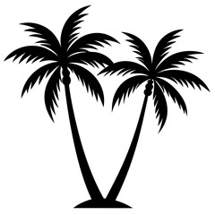  Coconut Tree Silhouette Vector Illustration Tropical Design for Creative Projects.