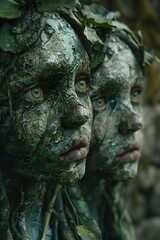 Obraz premium Mysterious Twilight Children Stumble Into Rustic English Village