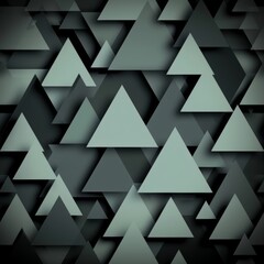 Fototapeta premium Shimmering pixel triangles overlapping in geometric pattern on deep blue gradient