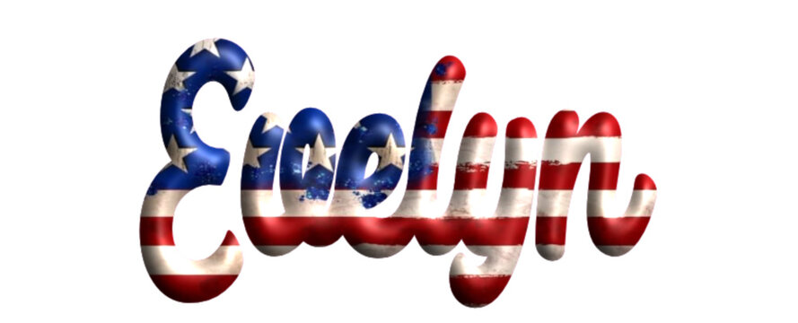 Evelyn - Bandiera degli Stati Uniti - nome proprio - scrittura tubolare effetto tridimensionale - Grafica vettoriale - Parola auguri, banner, biglietti, stampe, cricut, silhouette, sublimazione