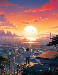 character illustrations of a married couple in anime and cartoon style.