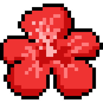 Pixel art red chaba flower icon 