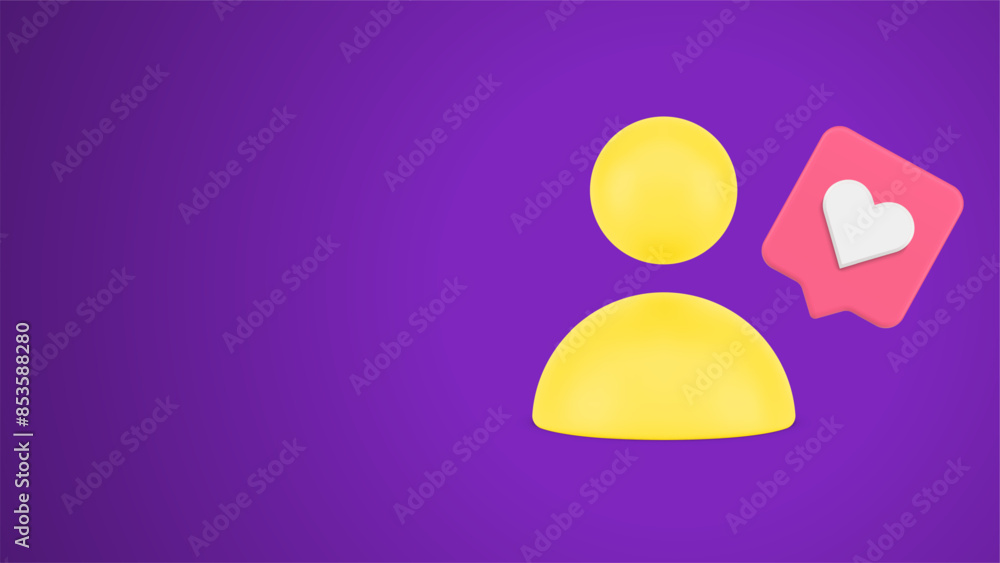 Poster dating application social networks like follow comment subscribe personal account 3d icon vector