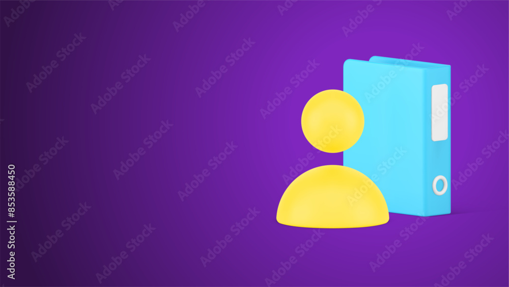 Poster office employee work document folder archive backup information management directory 3d icon vector